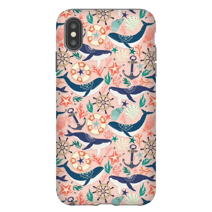 iPhone Xs Max StrongFit Whale Song on Coral Blush by Tangerine-Tane