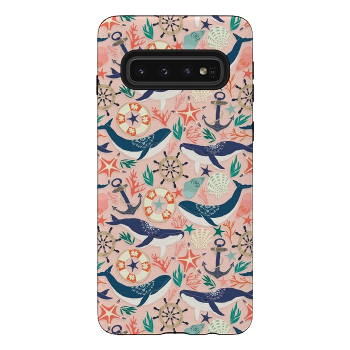 Galaxy S10 StrongFit Whale Song on Coral Blush by Tangerine-Tane