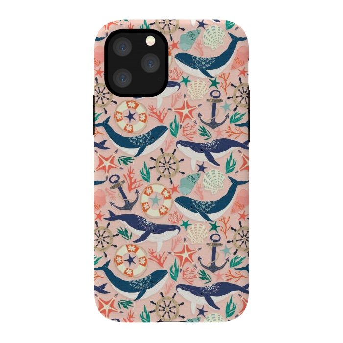 iPhone 11 Pro StrongFit Whale Song on Coral Blush by Tangerine-Tane
