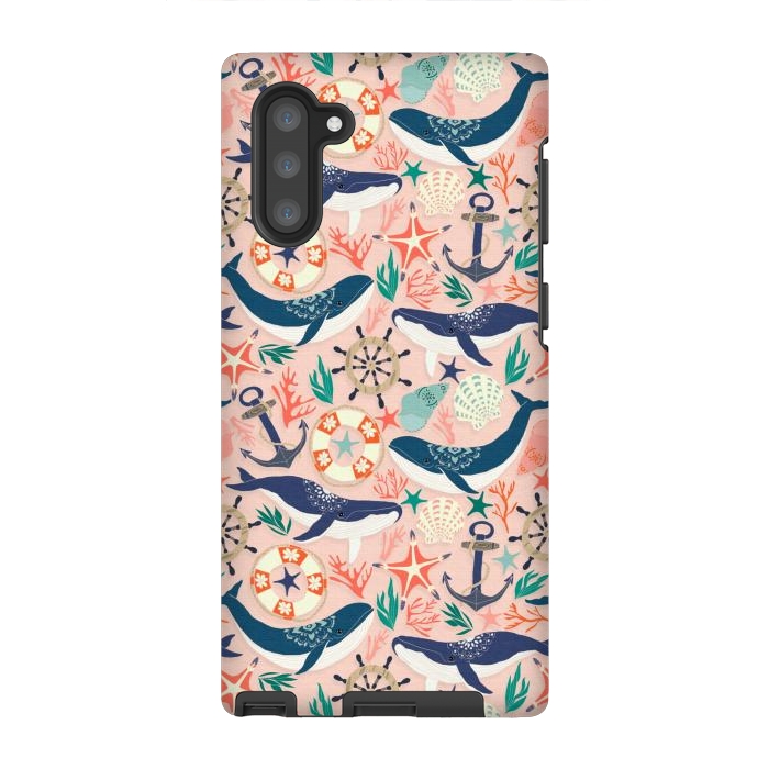 Galaxy Note 10 StrongFit Whale Song on Coral Blush by Tangerine-Tane
