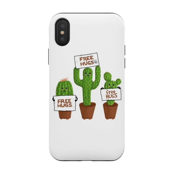 iPhone Xs / X StrongFit Free Hugs Cactus by Afif Quilimo