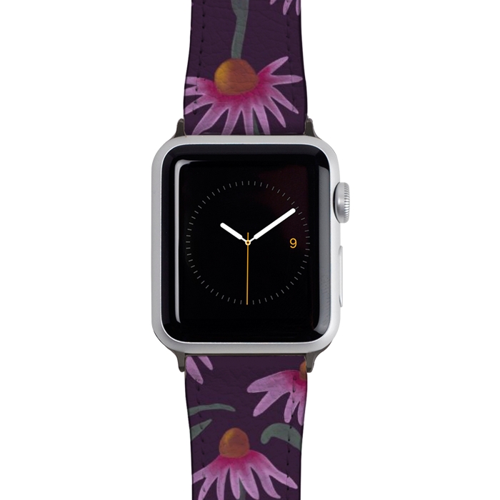 Watch 42mm / 44mm Strap PU leather Echinacea Flowers by Tishya Oedit