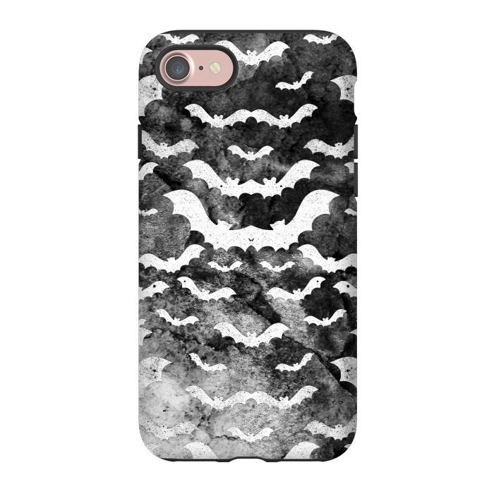 iPhone 7 StrongFit White star dust bats on monochrome marble sky by Oana 
