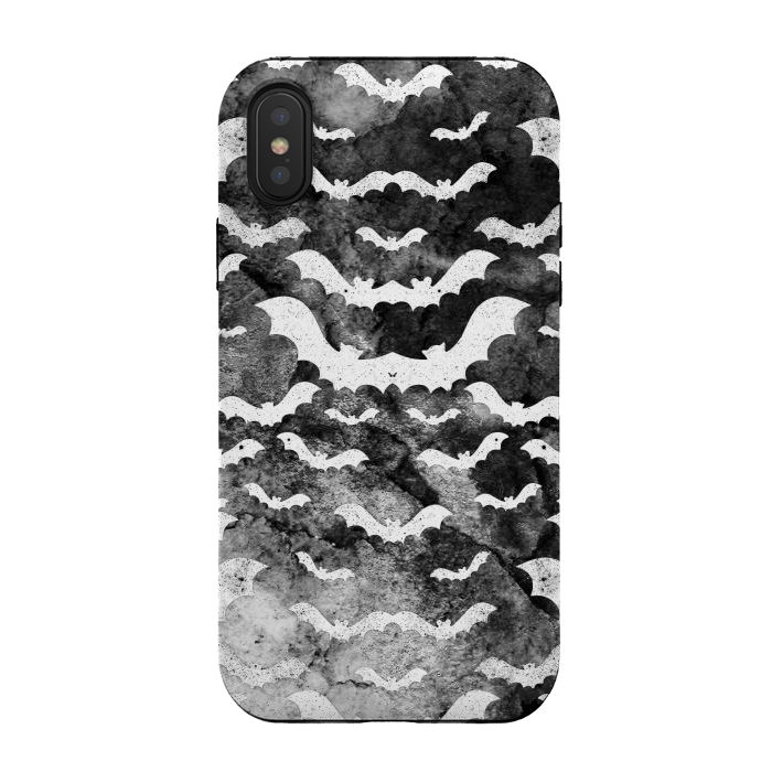 iPhone Xs / X StrongFit White star dust bats on monochrome marble sky by Oana 