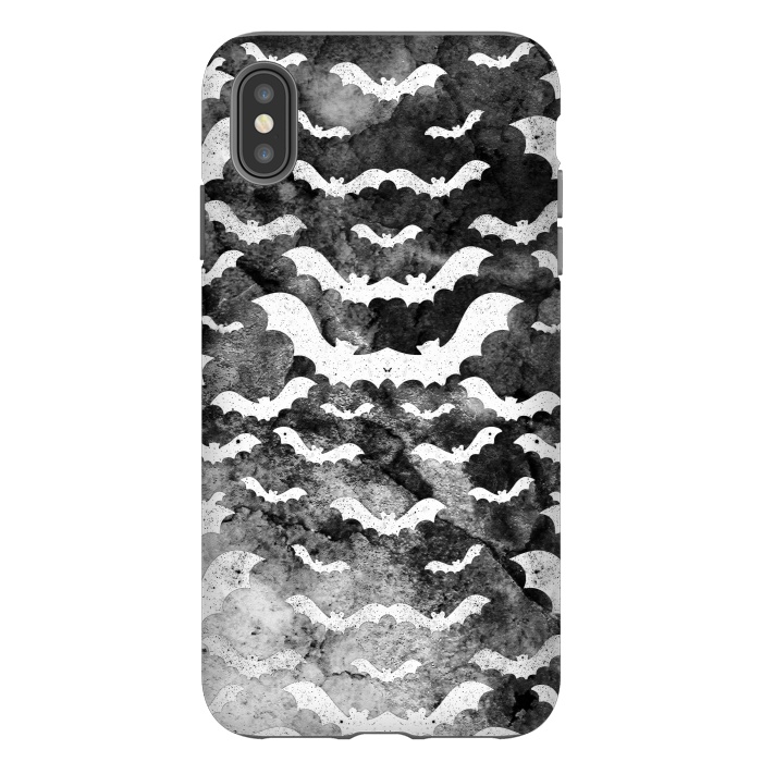 iPhone Xs Max StrongFit White star dust bats on monochrome marble sky by Oana 
