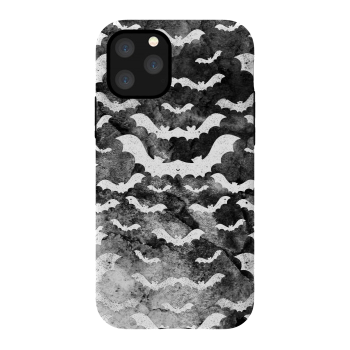 iPhone 11 Pro StrongFit White star dust bats on monochrome marble sky by Oana 