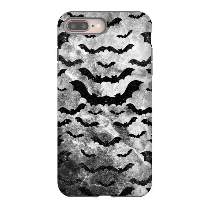 iPhone 7 plus StrongFit Black star dust bats pattern on monochrome marble by Oana 