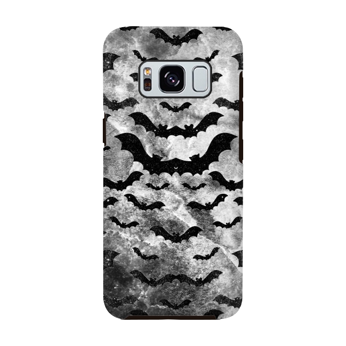 Galaxy S8 StrongFit Black star dust bats pattern on monochrome marble by Oana 