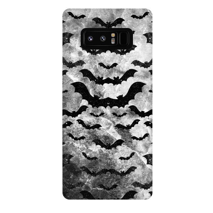 Galaxy Note 8 StrongFit Black star dust bats pattern on monochrome marble by Oana 