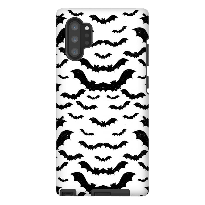 Galaxy Note 10 plus StrongFit Black star dust flying bats Halloween pattern by Oana 