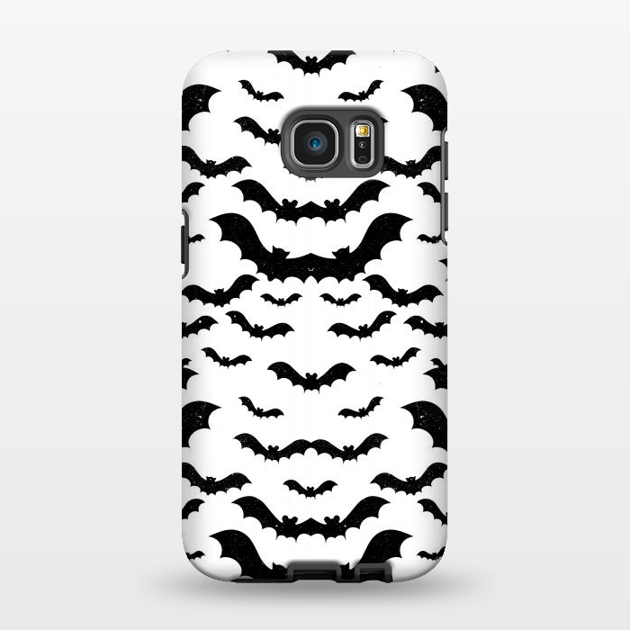 Galaxy S7 EDGE StrongFit Black star dust flying bats Halloween pattern by Oana 