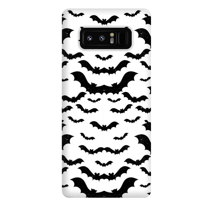 Galaxy Note 8 StrongFit Black star dust flying bats Halloween pattern by Oana 