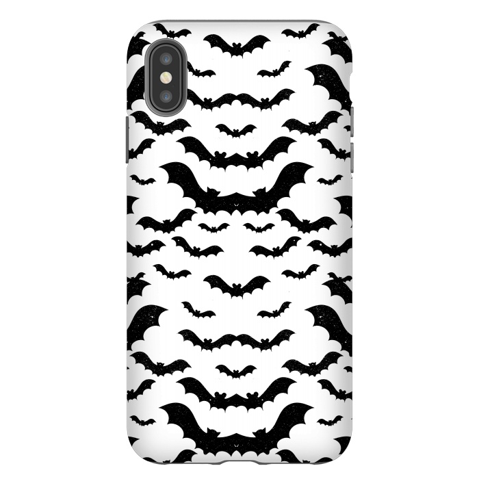 iPhone Xs Max StrongFit Black star dust flying bats Halloween pattern by Oana 