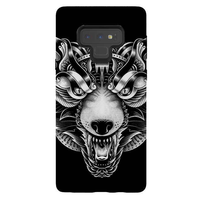 Galaxy Note 9 StrongFit Angry Wolf Ornate by Afif Quilimo