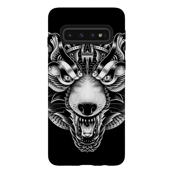 Galaxy S10 StrongFit Angry Wolf Ornate by Afif Quilimo
