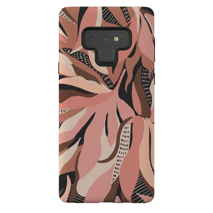 Galaxy Note 9 StrongFit Abstract pink leaves I by Mmartabc