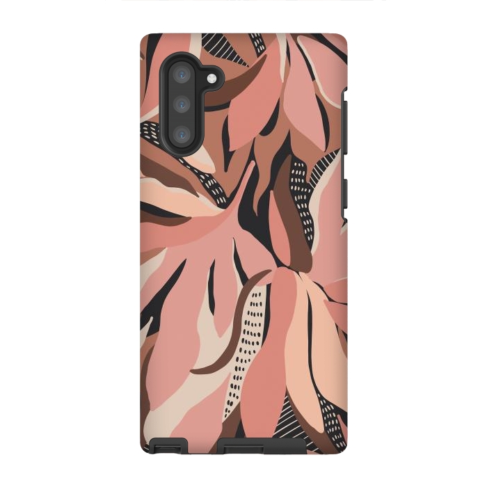 Galaxy Note 10 StrongFit Abstract pink leaves I by Mmartabc