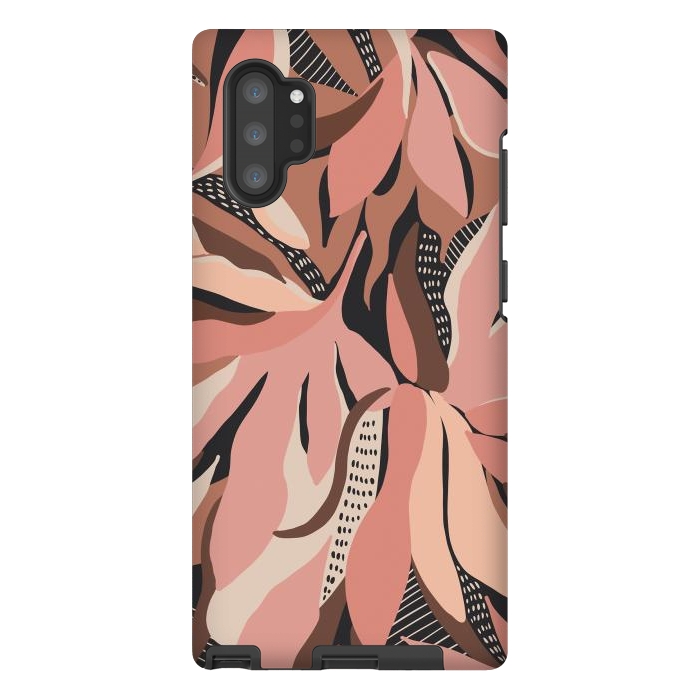 Galaxy Note 10 plus StrongFit Abstract pink leaves I by Mmartabc