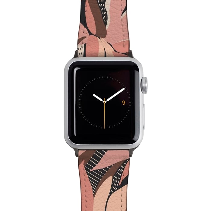 Watch 38mm / 40mm Strap PU leather Abstract pink leaves I by Mmartabc