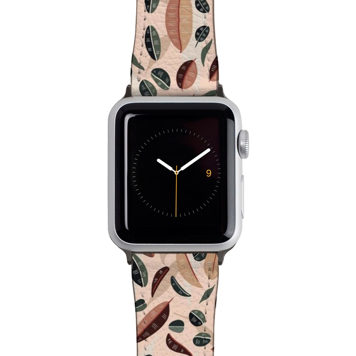 Watch 42mm / 44mm Strap PU leather Botanical leaves fall by Mmartabc