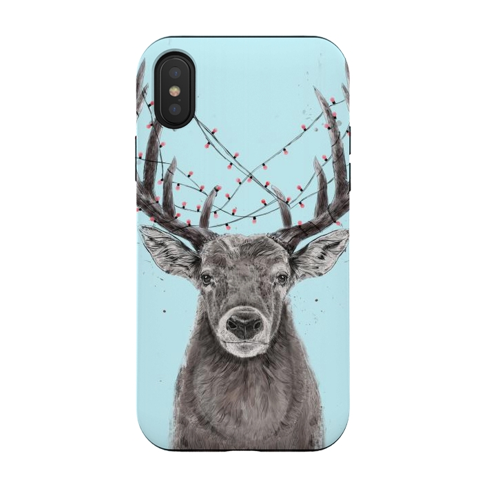 iPhone Xs / X StrongFit Xmas deer by Balazs Solti