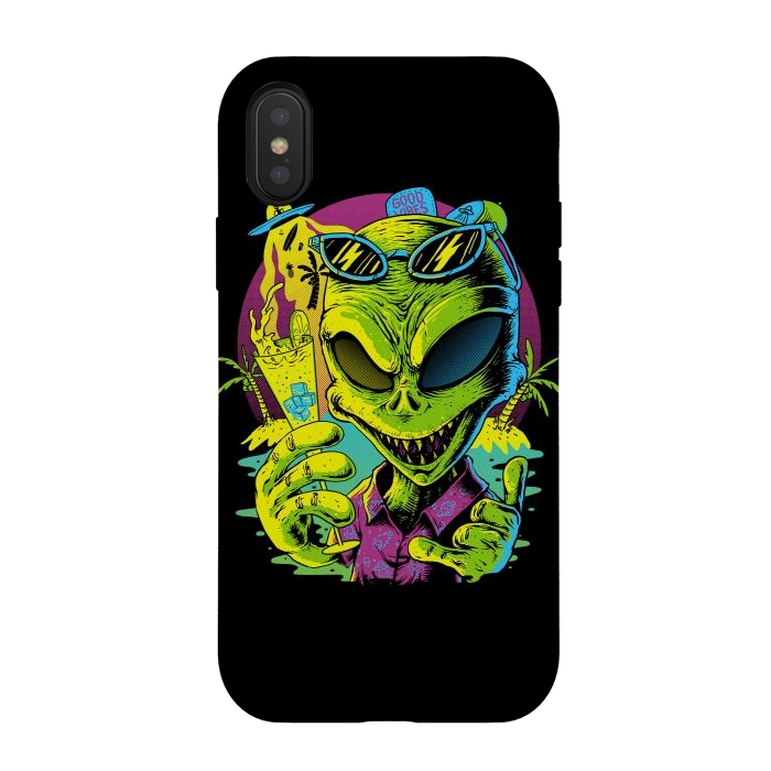 iPhone Xs / X StrongFit Alien Summer Vibes (Dark) by Afif Quilimo