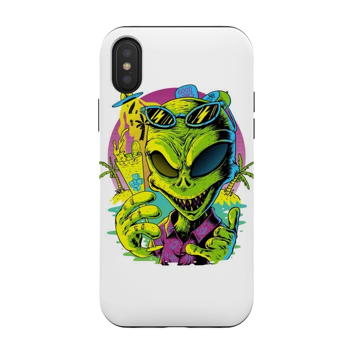 iPhone Xs / X StrongFit Alien Summer Vibes (White) by Afif Quilimo