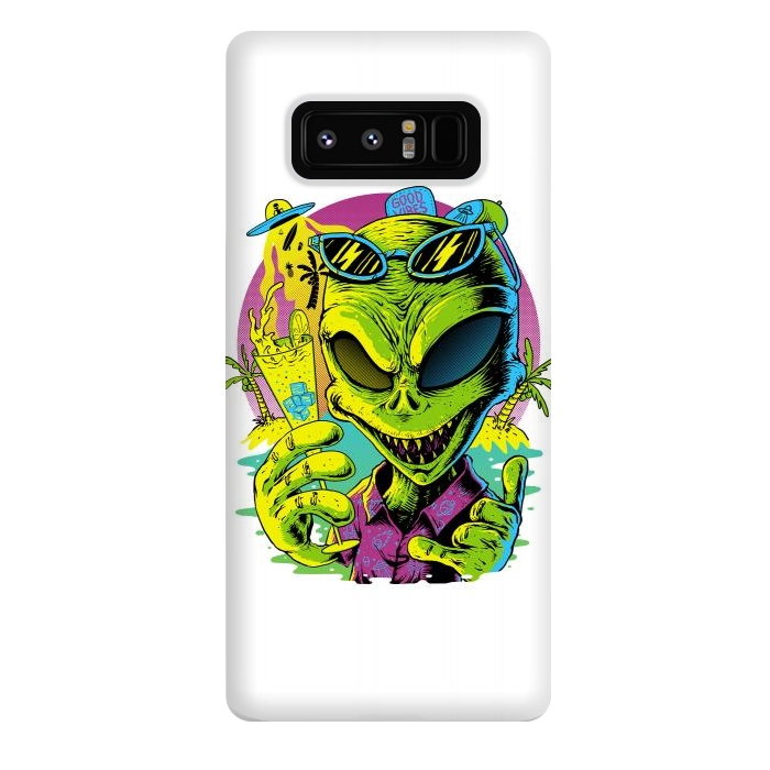 Galaxy Note 8 StrongFit Alien Summer Vibes (White) by Afif Quilimo