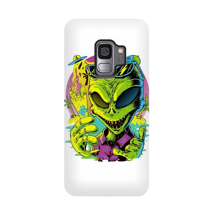 Galaxy S9 StrongFit Alien Summer Vibes (White) by Afif Quilimo