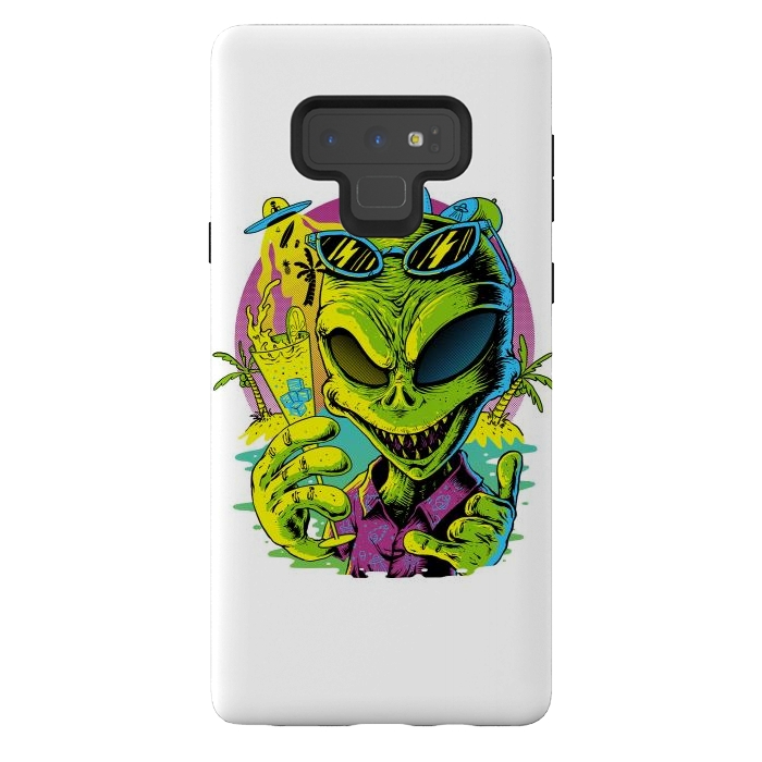 Galaxy Note 9 StrongFit Alien Summer Vibes (White) by Afif Quilimo