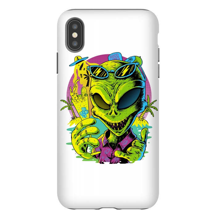 iPhone Xs Max StrongFit Alien Summer Vibes (White) by Afif Quilimo
