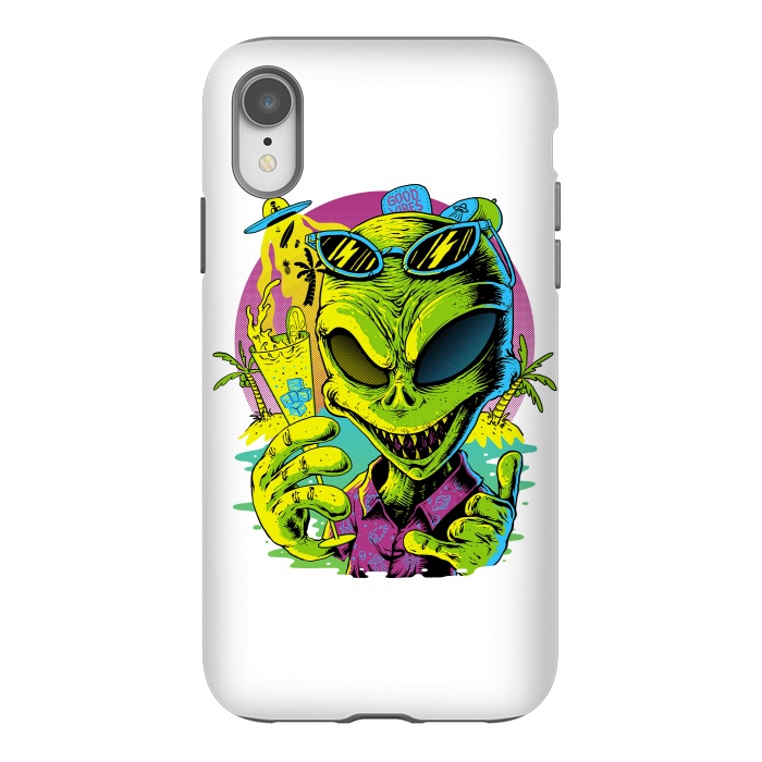 iPhone Xr StrongFit Alien Summer Vibes (White) by Afif Quilimo