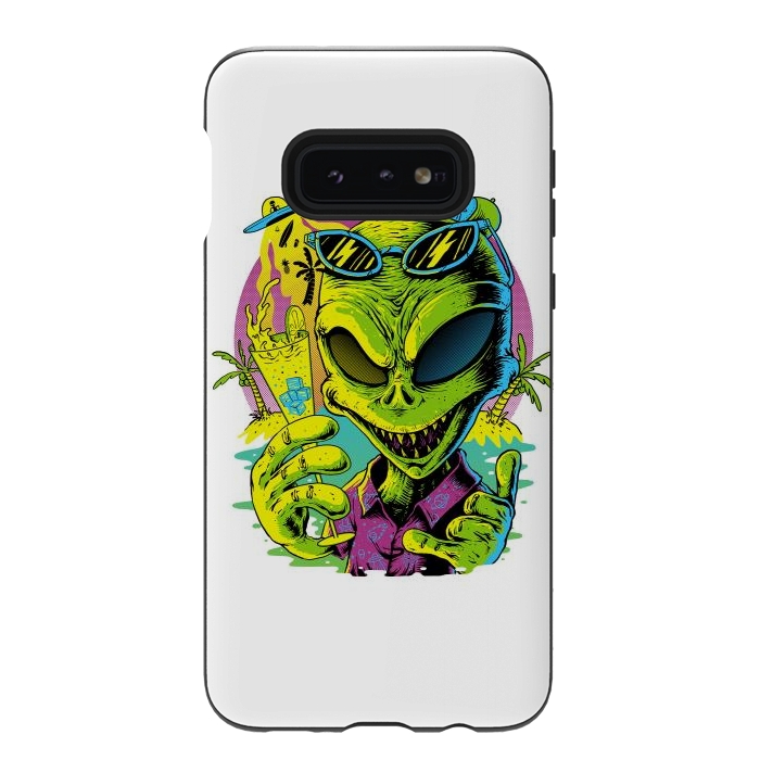 Galaxy S10e StrongFit Alien Summer Vibes (White) by Afif Quilimo