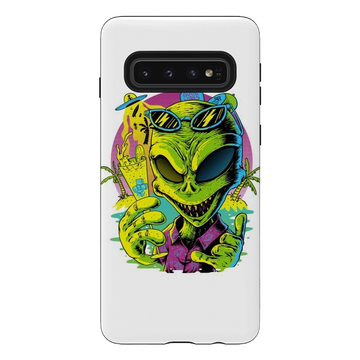 Galaxy S10 StrongFit Alien Summer Vibes (White) by Afif Quilimo