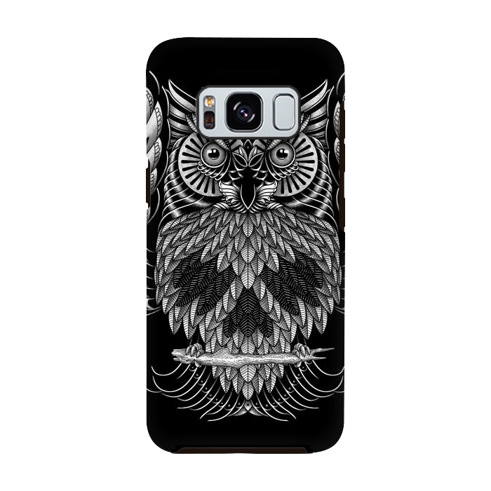 Galaxy S8 StrongFit Owl Skull Ornate (Dark) by Afif Quilimo
