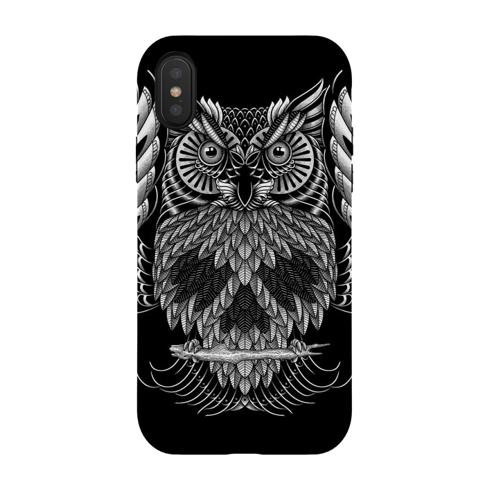 iPhone Xs / X StrongFit Owl Skull Ornate (Dark) by Afif Quilimo