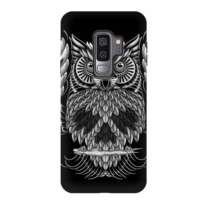 Galaxy S9 plus StrongFit Owl Skull Ornate (Dark) by Afif Quilimo