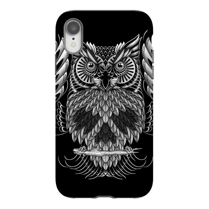 iPhone Xr StrongFit Owl Skull Ornate (Dark) by Afif Quilimo