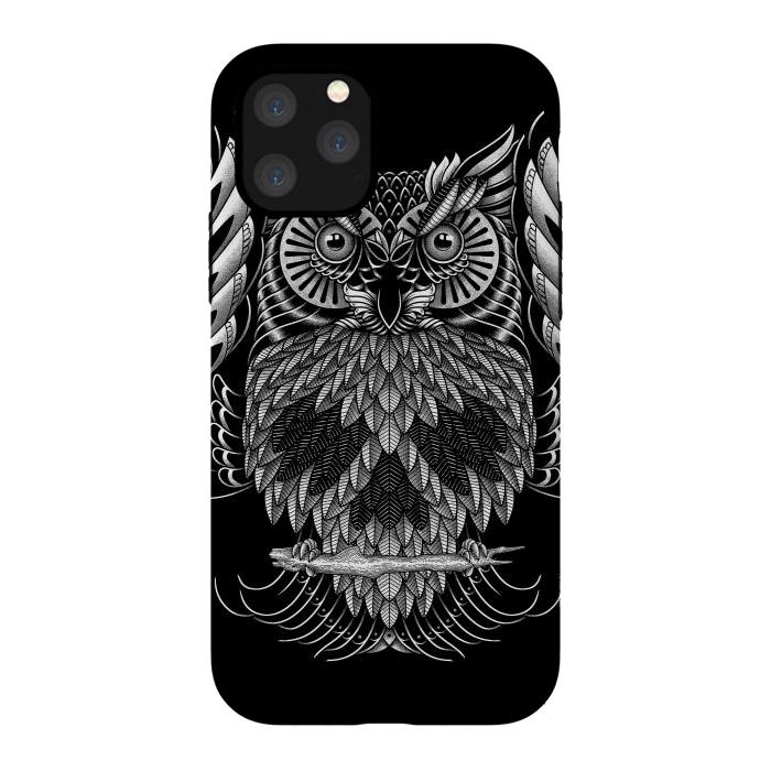 iPhone 11 Pro StrongFit Owl Skull Ornate (Dark) by Afif Quilimo