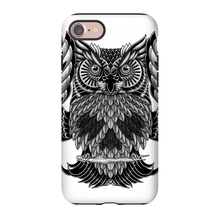 iPhone 7 StrongFit Owl Skull Ornate (White) by Afif Quilimo