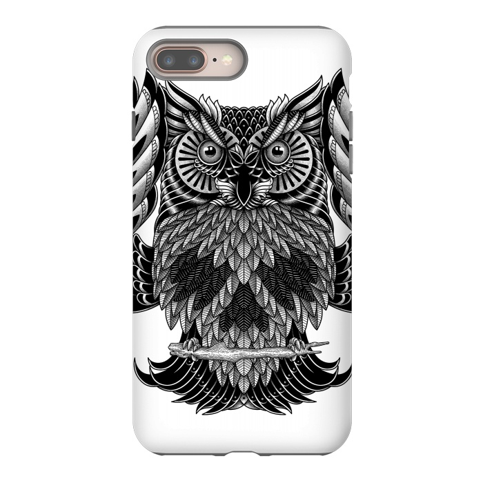 iPhone 7 plus StrongFit Owl Skull Ornate (White) by Afif Quilimo