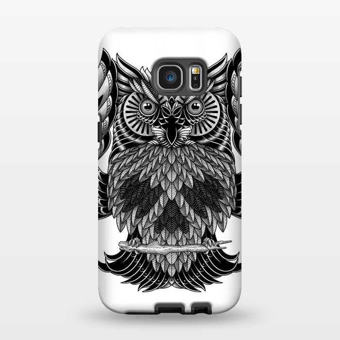 Galaxy S7 EDGE StrongFit Owl Skull Ornate (White) by Afif Quilimo