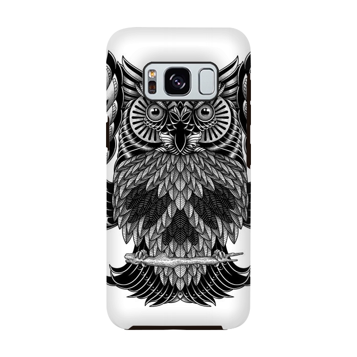 Galaxy S8 StrongFit Owl Skull Ornate (White) by Afif Quilimo