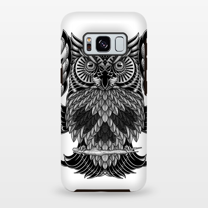 Galaxy S8 plus StrongFit Owl Skull Ornate (White) by Afif Quilimo