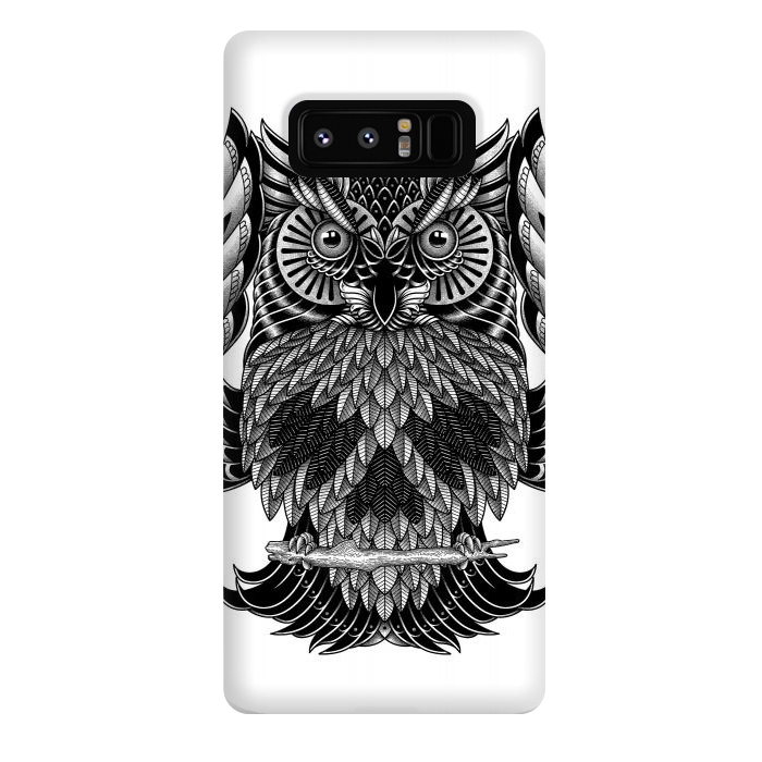 Galaxy Note 8 StrongFit Owl Skull Ornate (White) by Afif Quilimo