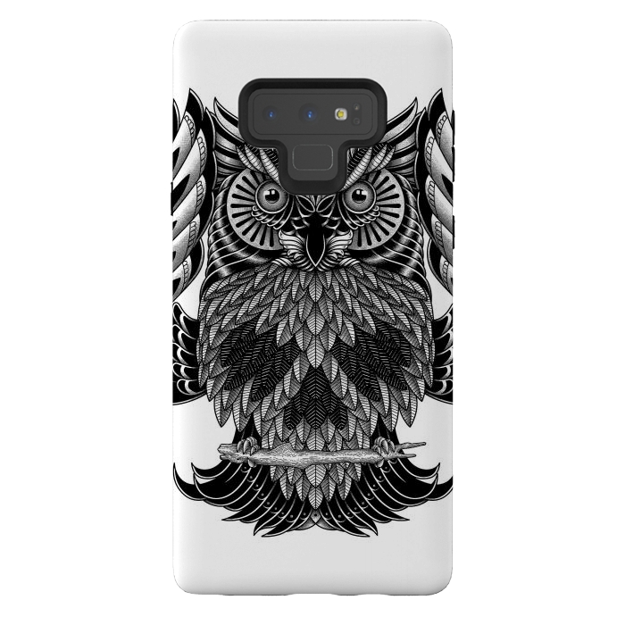 Galaxy Note 9 StrongFit Owl Skull Ornate (White) by Afif Quilimo