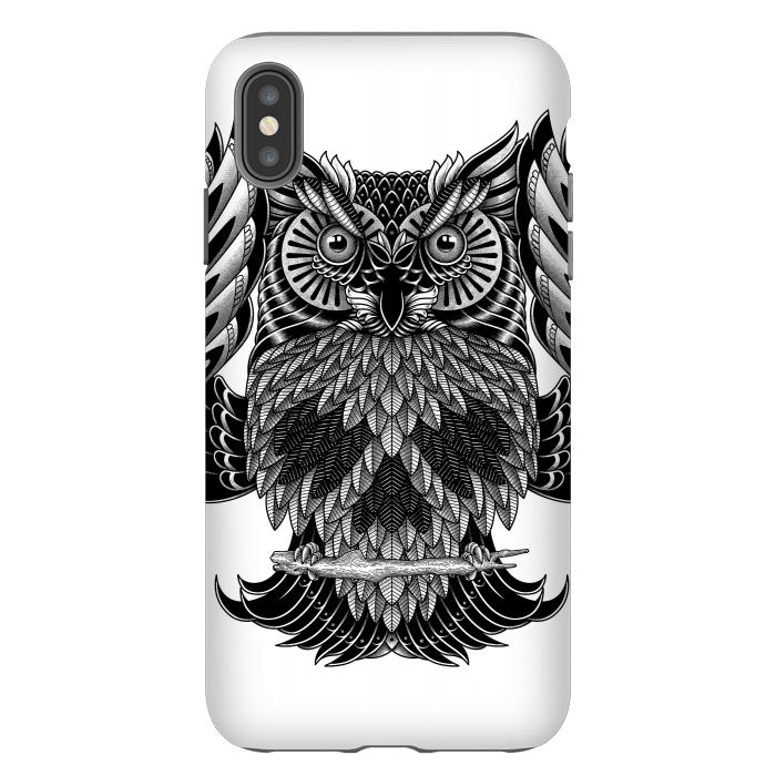 iPhone Xs Max StrongFit Owl Skull Ornate (White) by Afif Quilimo