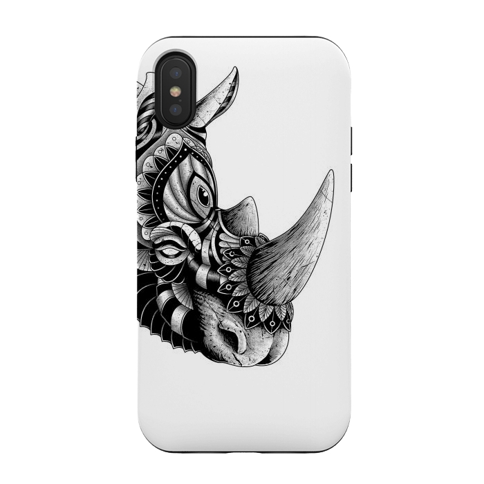 iPhone Xs / X StrongFit Rhino Ornate(White) by Afif Quilimo
