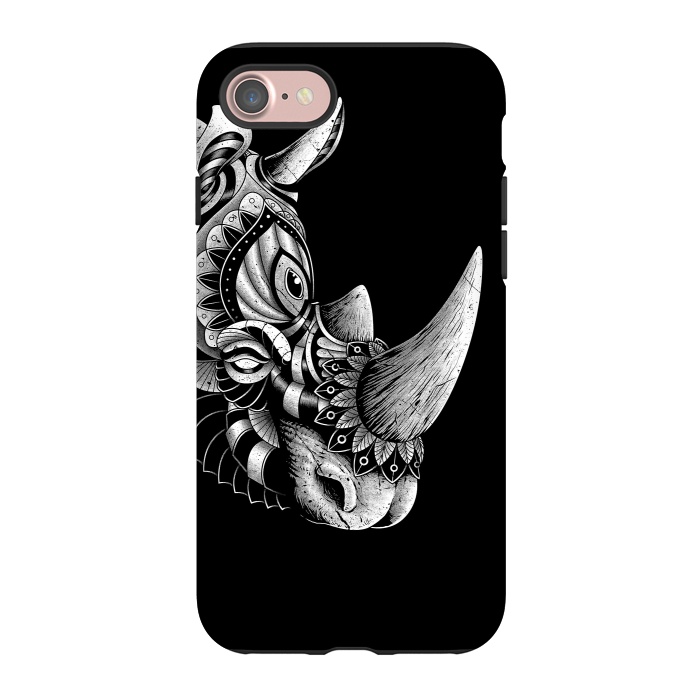 iPhone 7 StrongFit Rhino Ornate (Black) by Afif Quilimo
