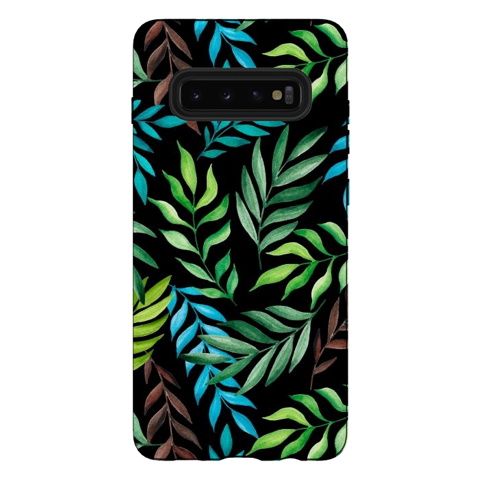Galaxy S10 plus StrongFit Tropical leaves by Julia Badeeva
